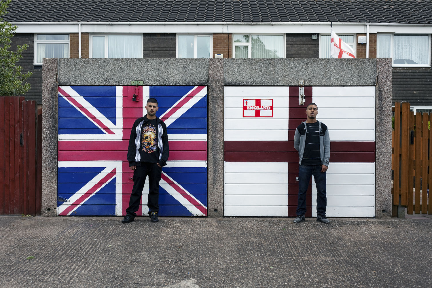 St Georges Cross, Union Jack and two Asians © Mahtab Hussain - You Get Me_